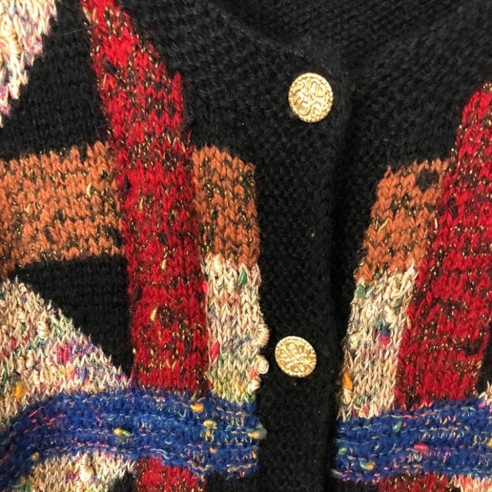 Peruvian Connection Geometric Button Up Cardigan … - image 5